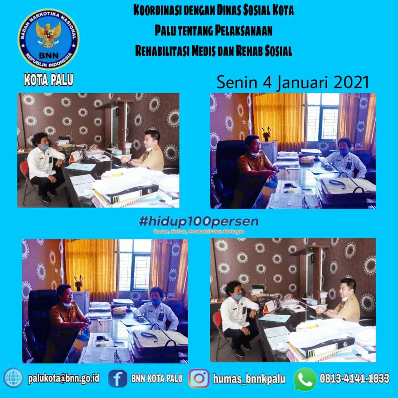 Badan Narkotika Nasional Kota Palu Melakukan Koordinasi ke Dinas Sosial Kota Palu dan Dinas Pendidikan Kota Palu