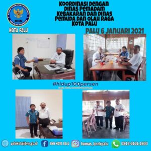Badan Narkotika Nasional Kota Palu Melaksanakan Koordinasi Dengan dinas Pemadam kebakaran Kota Palu dan Dinas Pemuda dan Olah Raga Kota Palu