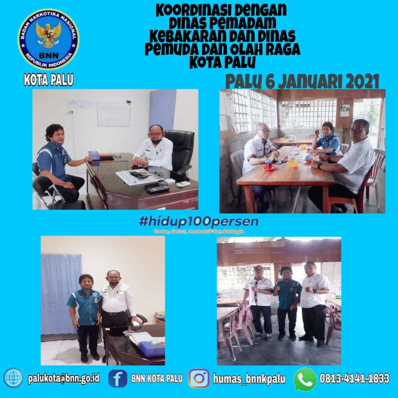 Badan Narkotika Nasional Kota Palu Melaksanakan Koordinasi Dengan dinas Pemadam kebakaran Kota Palu dan Dinas Pemuda dan Olah Raga Kota Palu