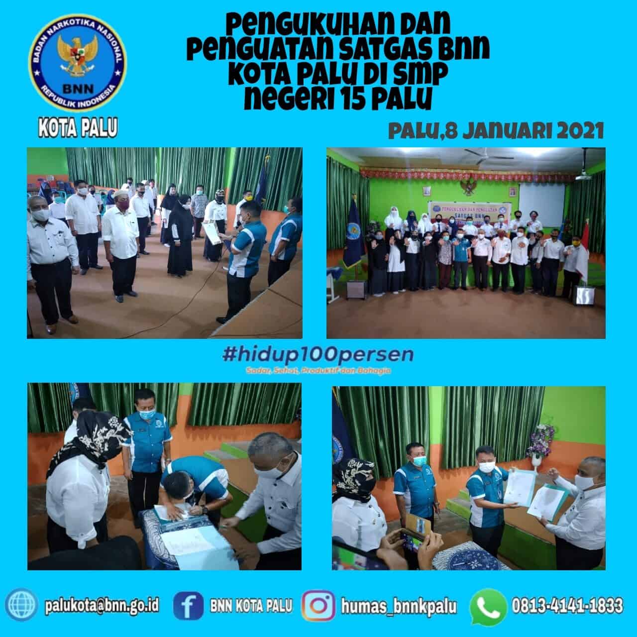 Kepala Badan Narkotika Nasional Kota Palu Mengukuhkan Satgas SMP 15 Palu