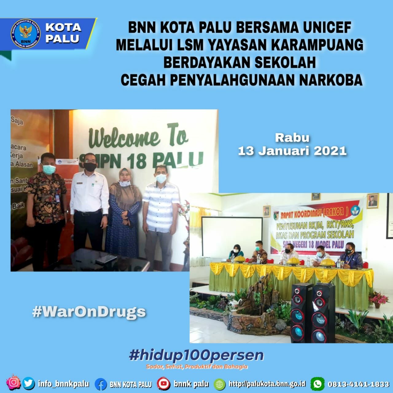Kepala Badan Narkotika Nasional Kota Palu Melakukan Koordinasi Ke Sekolah Se Tingkat SMP